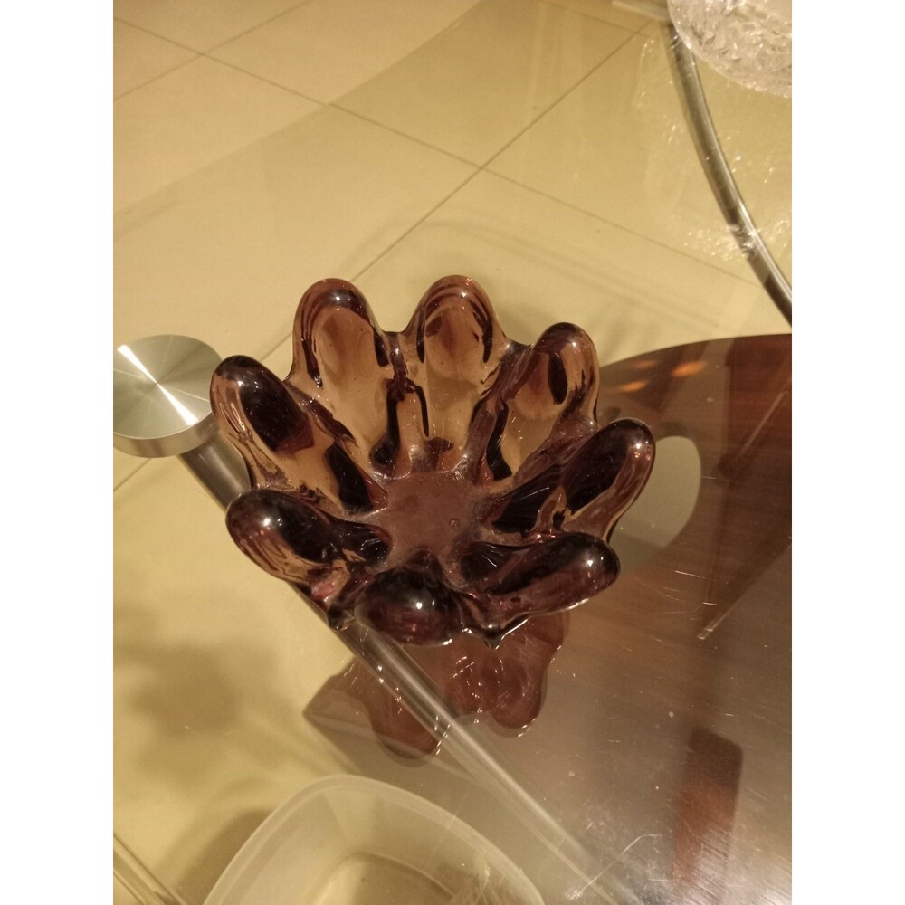 Vintage Murano-Style Amethyst Glass Stretched Glass Hand Blown Ashtray